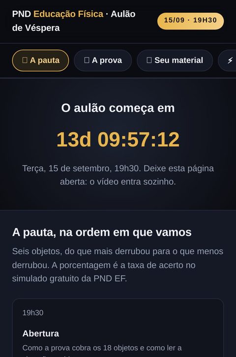 A sala do aulão no celular